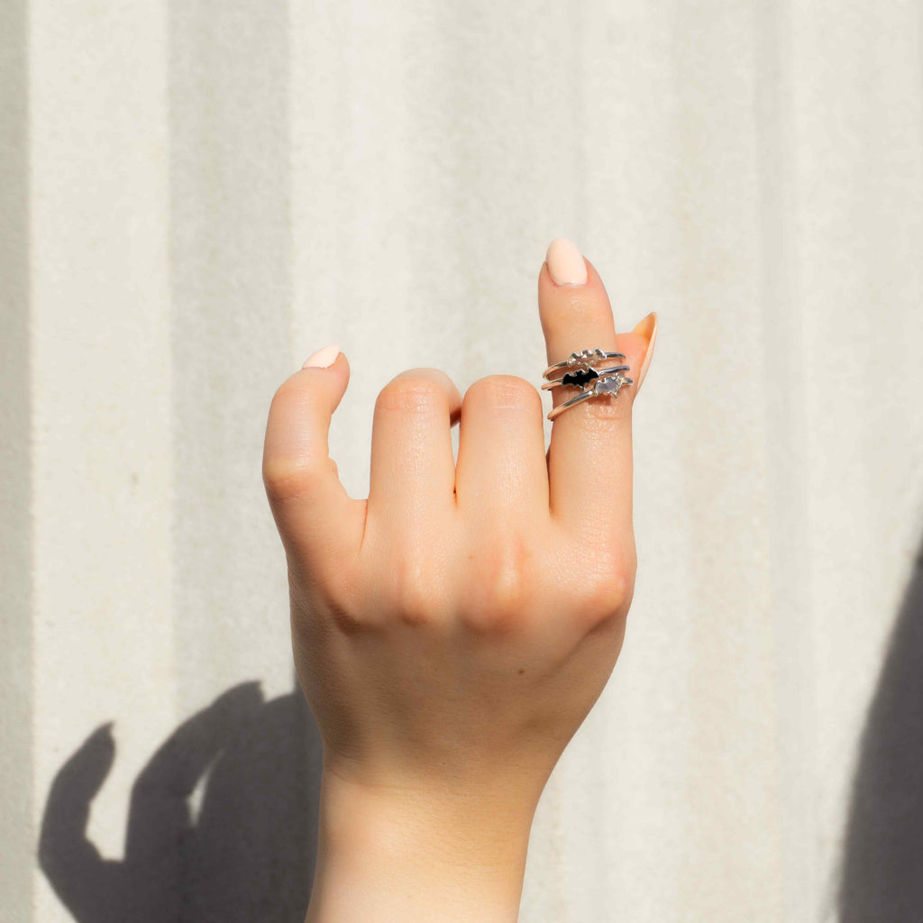 Tiny Bat Ring - Garnet