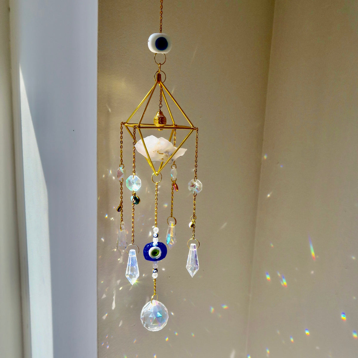 Crystal Sun and Moon Aesthetic Suncatcher