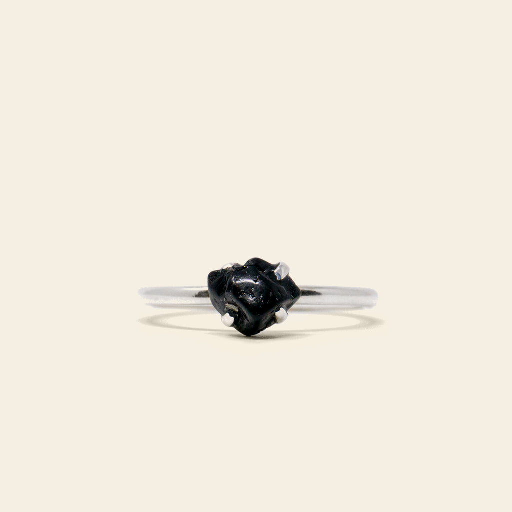 Rough Cut Black Tourmaline Ring