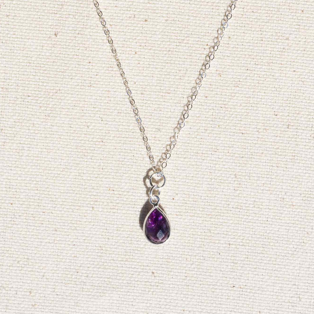 Faceted Gemstone Teardrop Necklace - Silver | Ascend Crystals