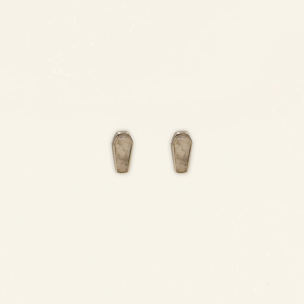 Tiny Coffin Earrings - Moonstone