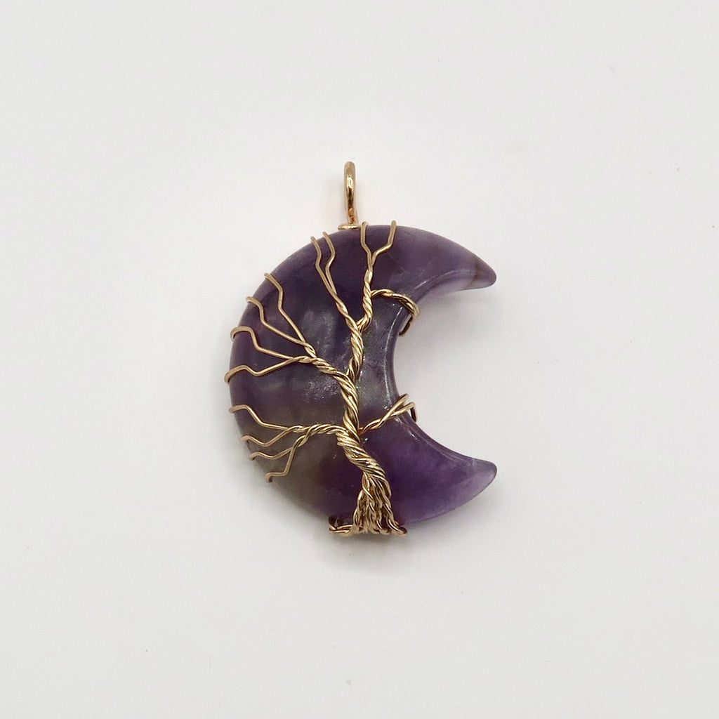 Tree of Life Crescent Moon Necklace - Gold