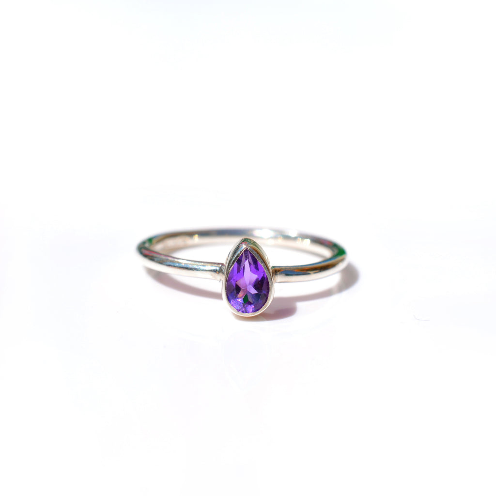 Bezel Set Faceted Amethyst Ring