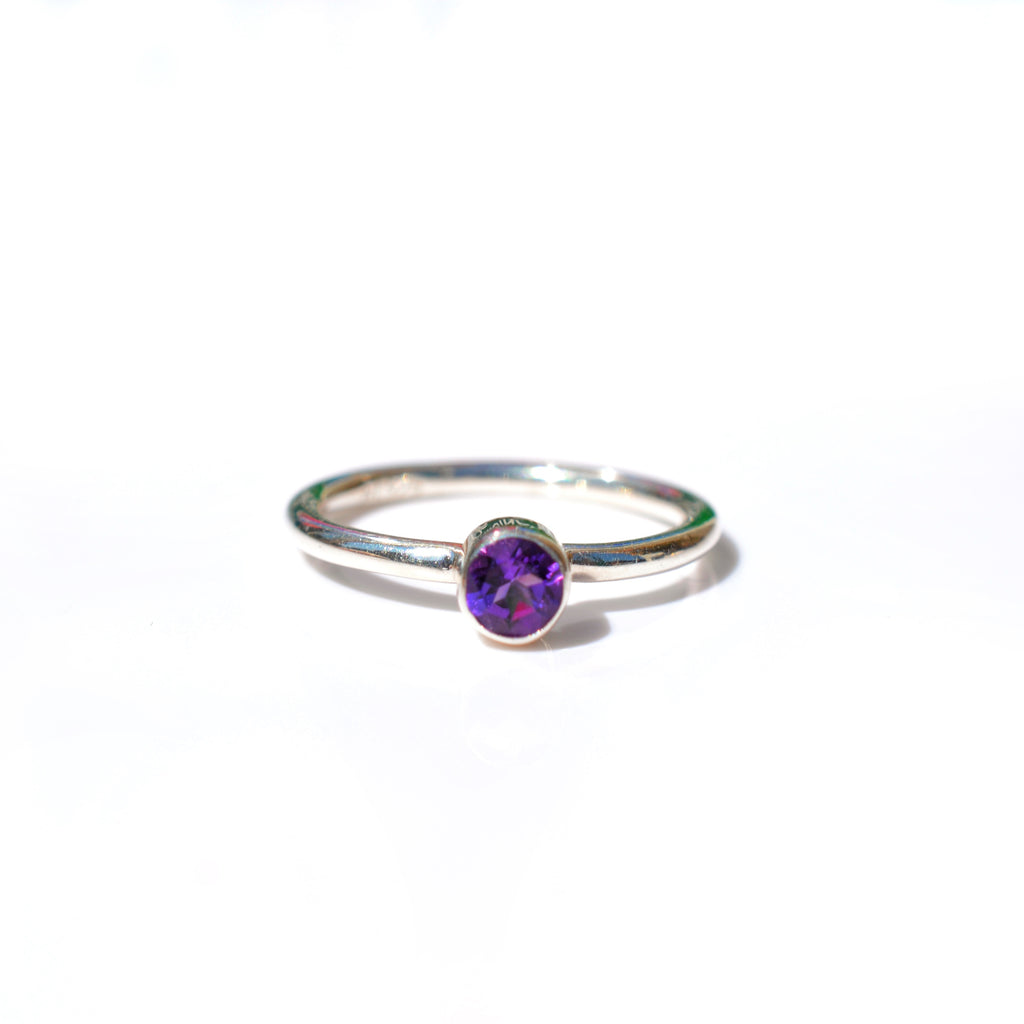 Bezel Set Faceted Amethyst Ring