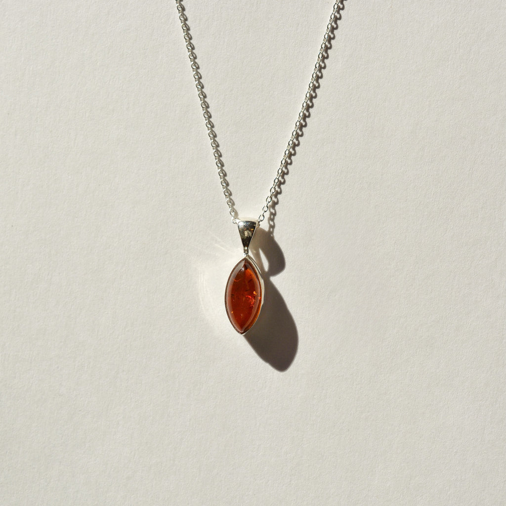 Bezel Set Polished Amber Necklace