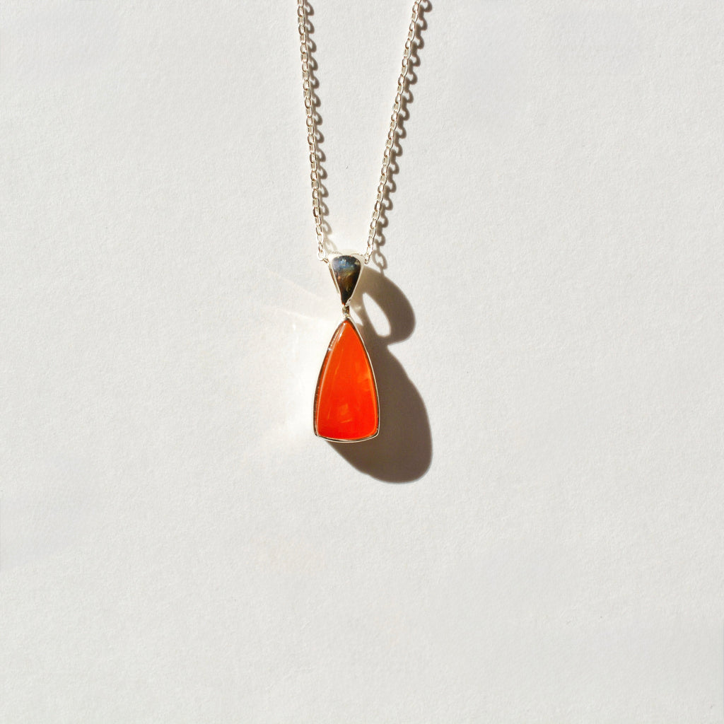 Bezel Set Polished Carnelian Necklace