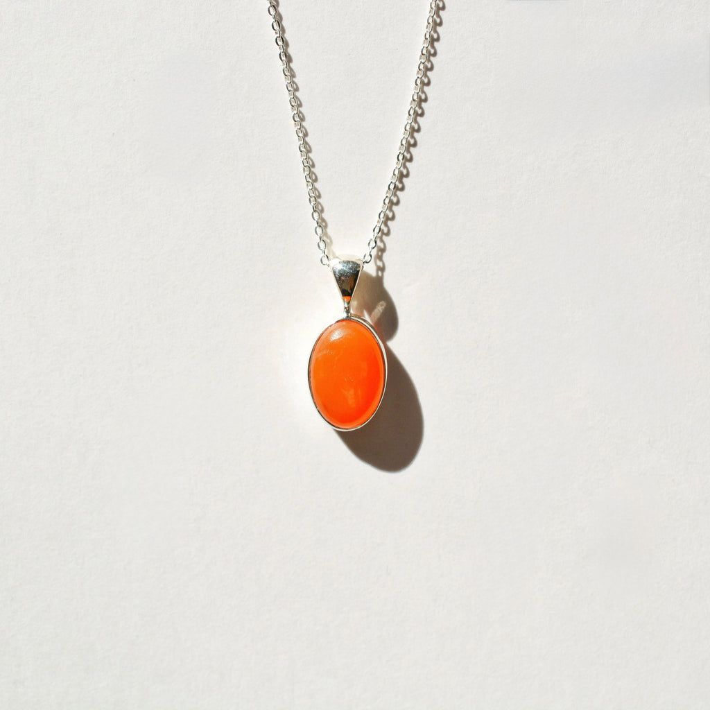Bezel Set Polished Carnelian Necklace