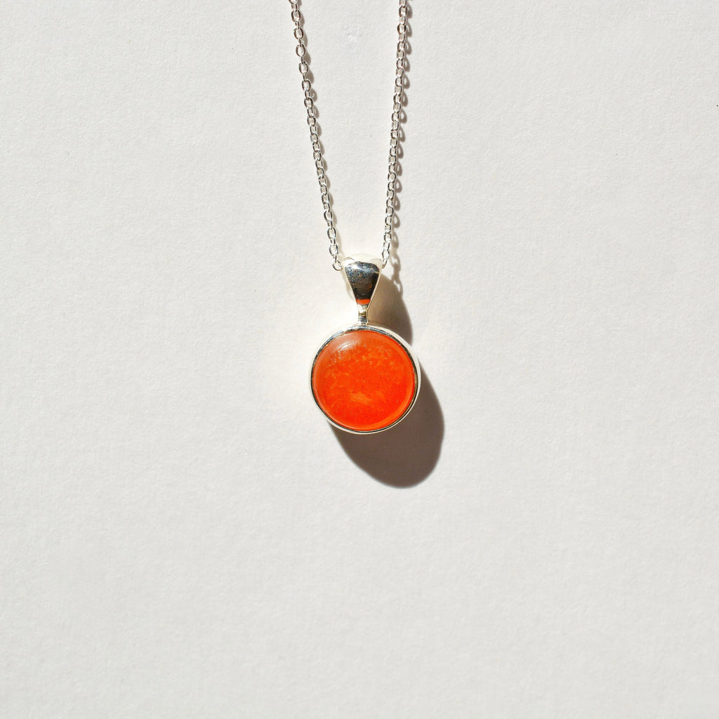 Bezel Set Polished Carnelian Necklace
