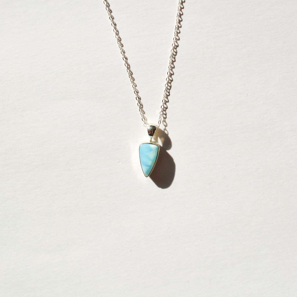 Bezel Set Polished Larimar Necklace