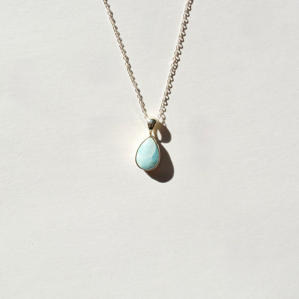 Bezel Set Polished Larimar Necklace