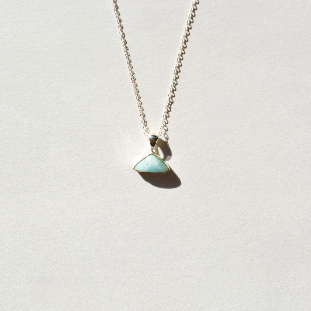 Bezel Set Polished Larimar Necklace
