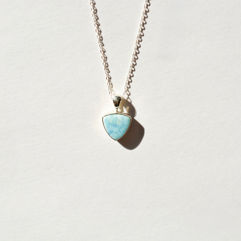 Bezel Set Polished Larimar Necklace