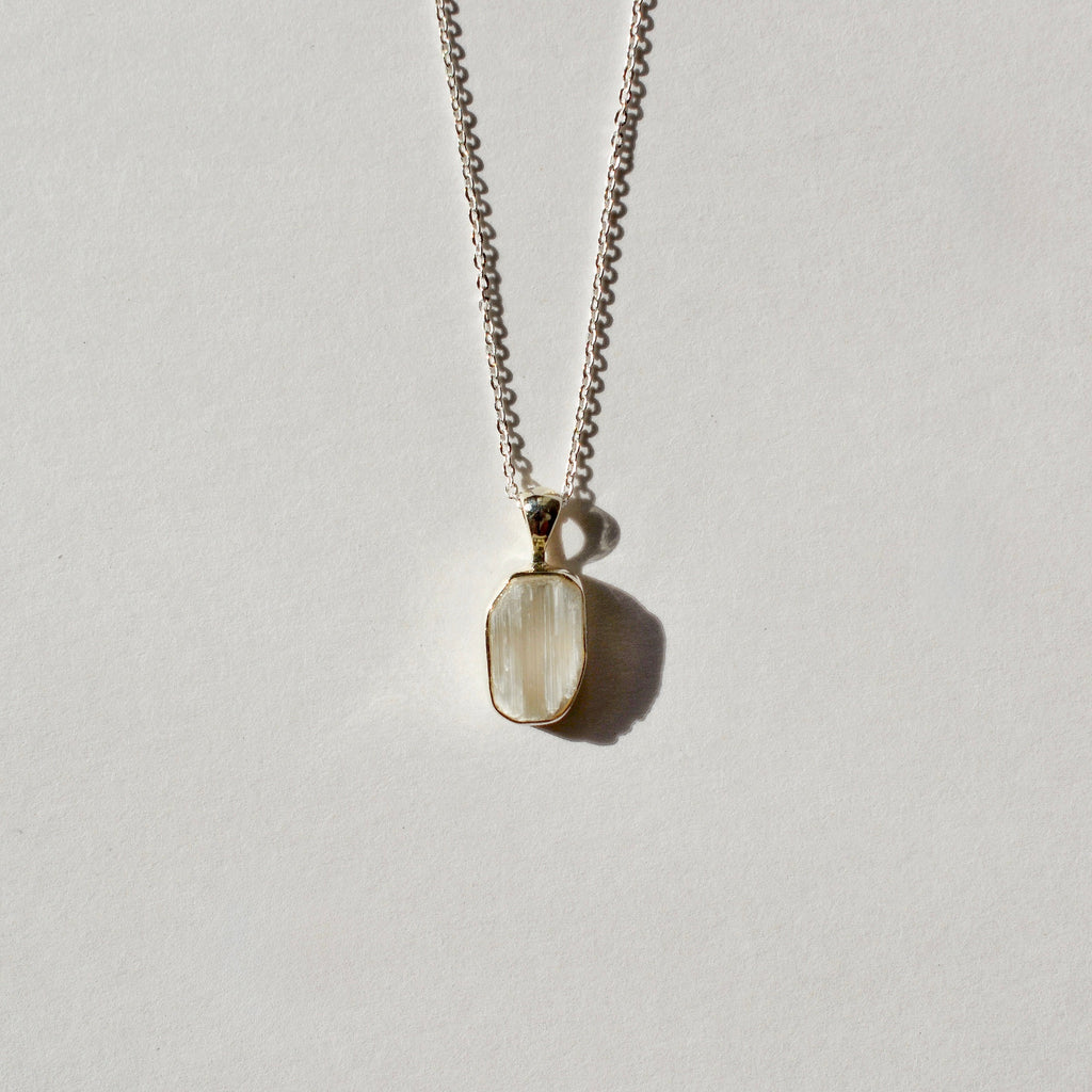 Bezel Set Rough Cut Crystal Necklace