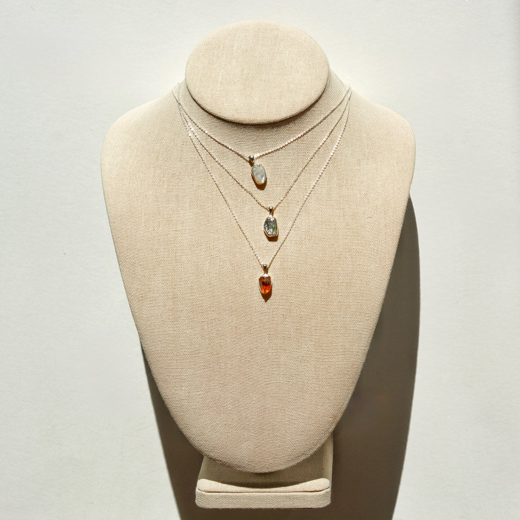Bezel Set Rough Cut Crystal Necklace