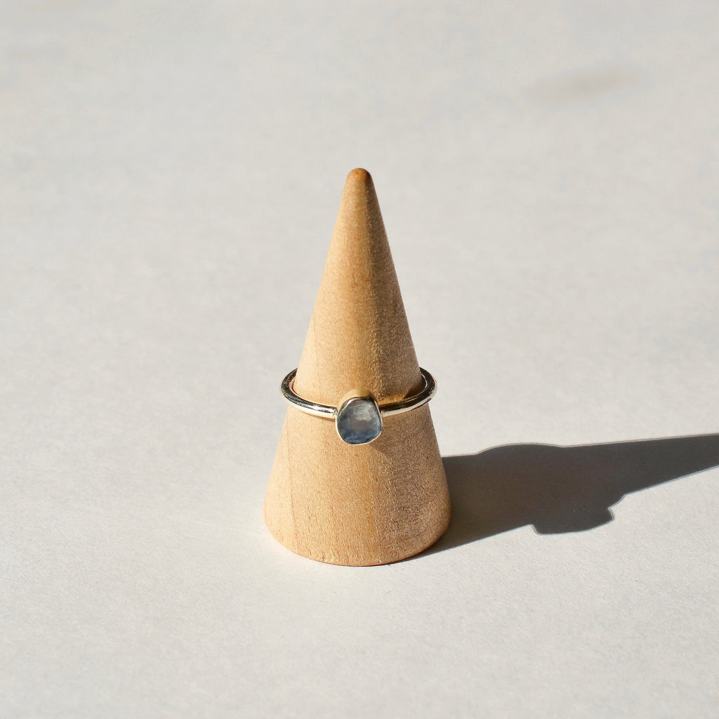 Bezel Set Rough Cut Kyanite Ring - Sterling Silver