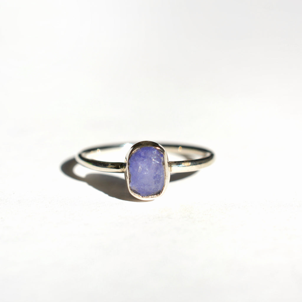 Bezel Set Rough Cut Tanzanite Ring