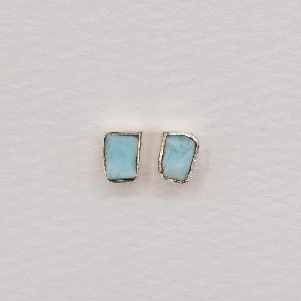 Bezel Set Sterling Silver Rough Cut Gemstone Studs