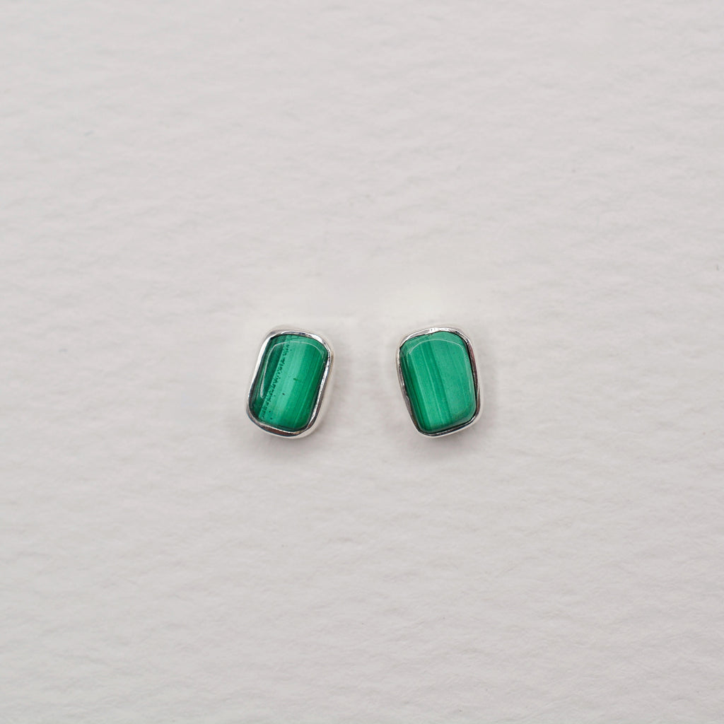 Bezel Set Sterling Silver Rough Cut Gemstone Studs