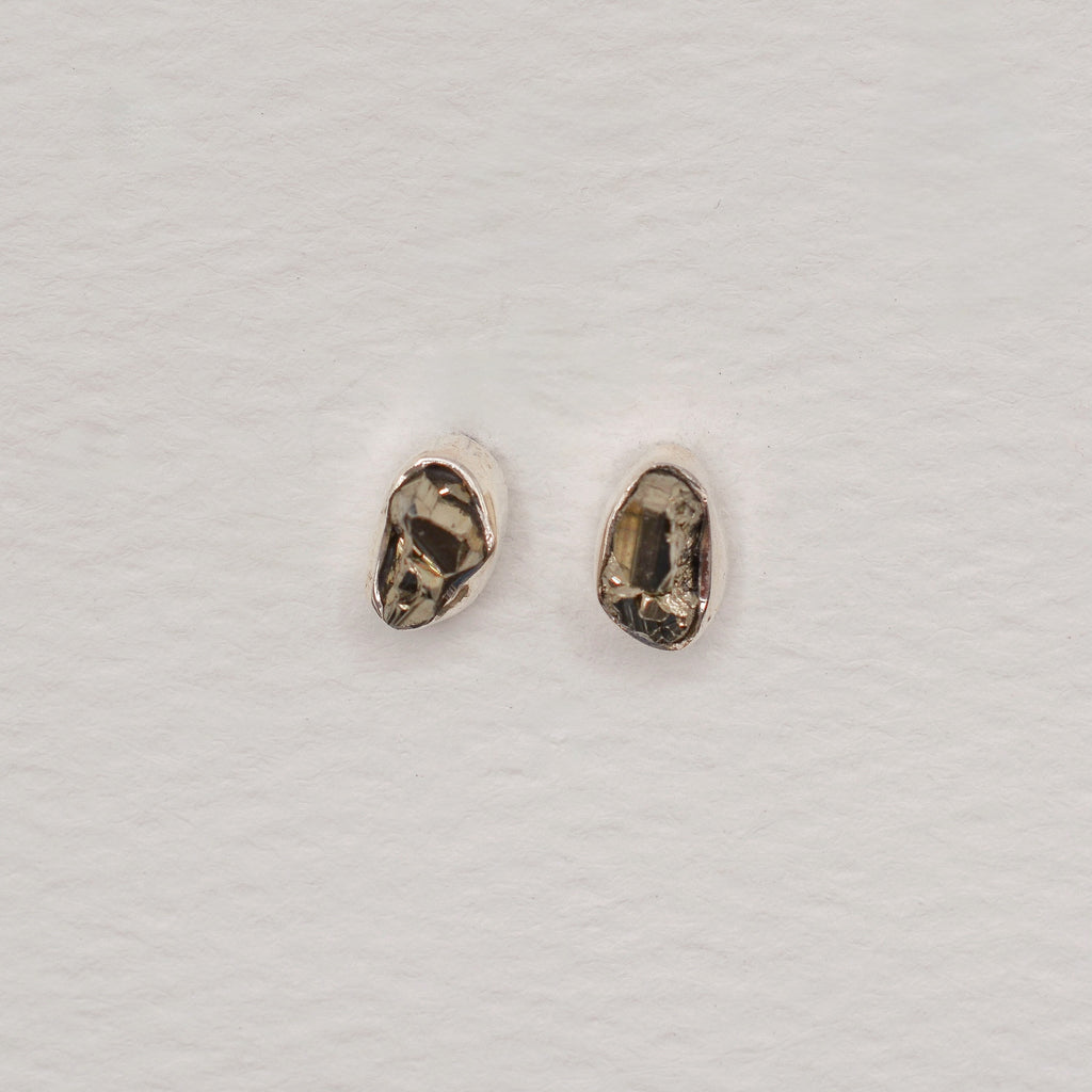 Bezel Set Sterling Silver Rough Cut Gemstone Studs