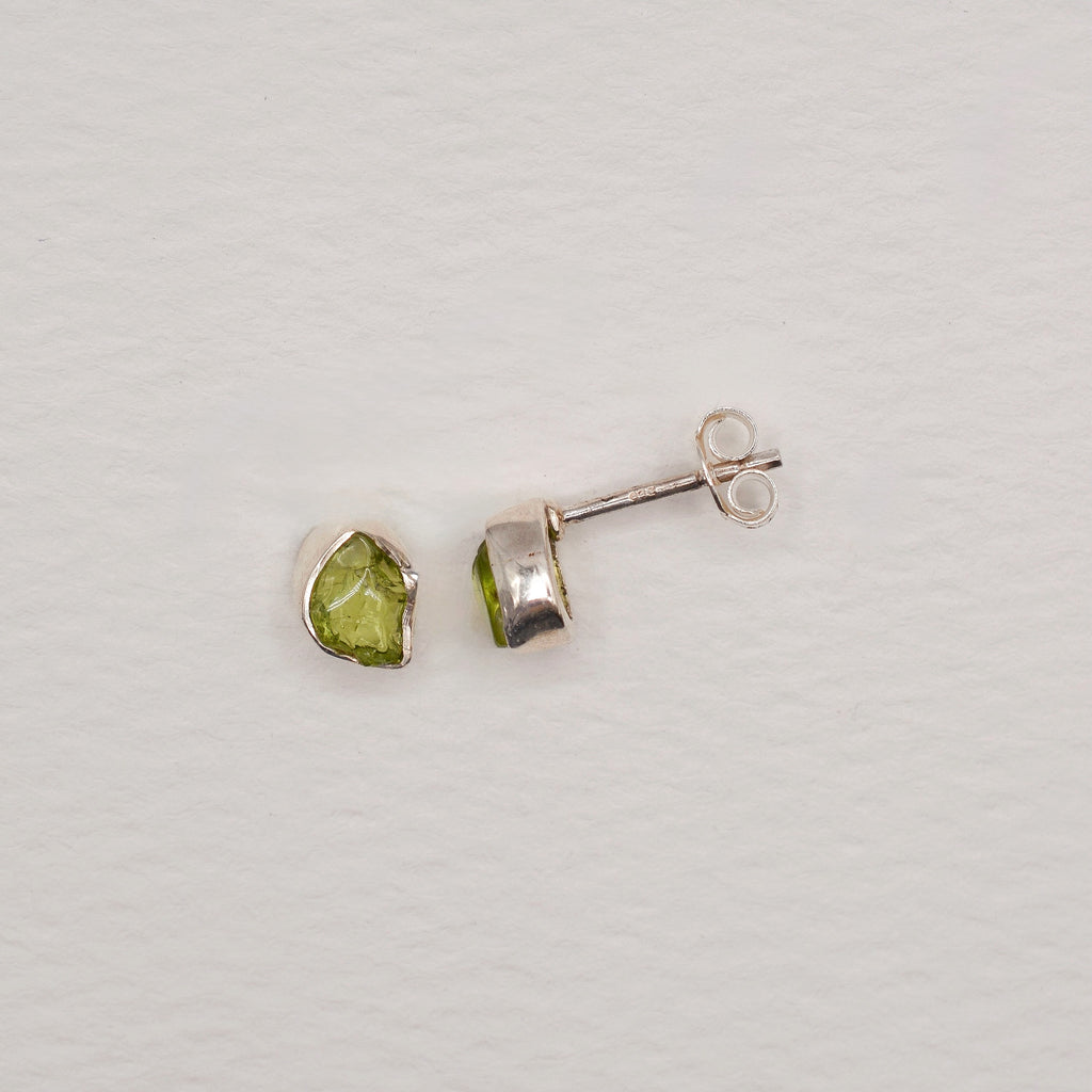 Bezel Set Sterling Silver Rough Cut Gemstone Studs