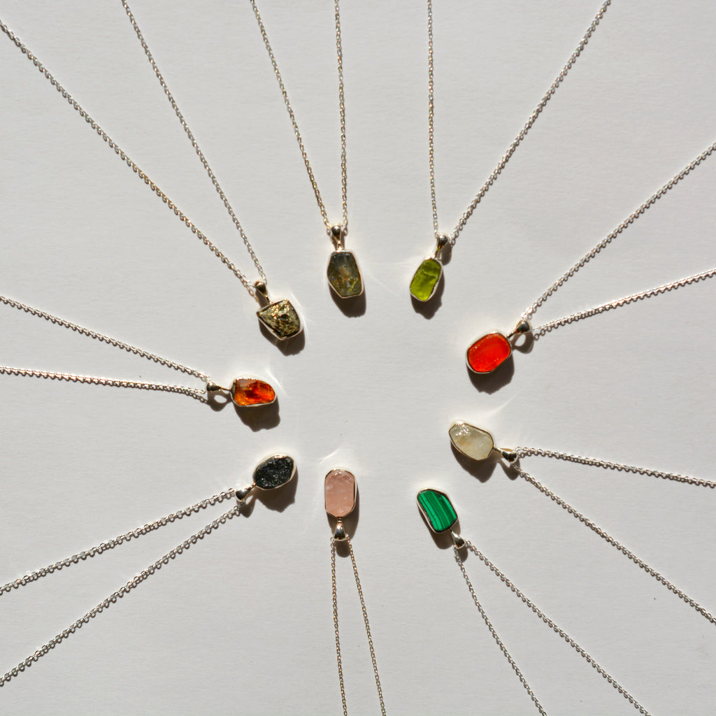 Bezel Set Rough Cut Crystal Necklace