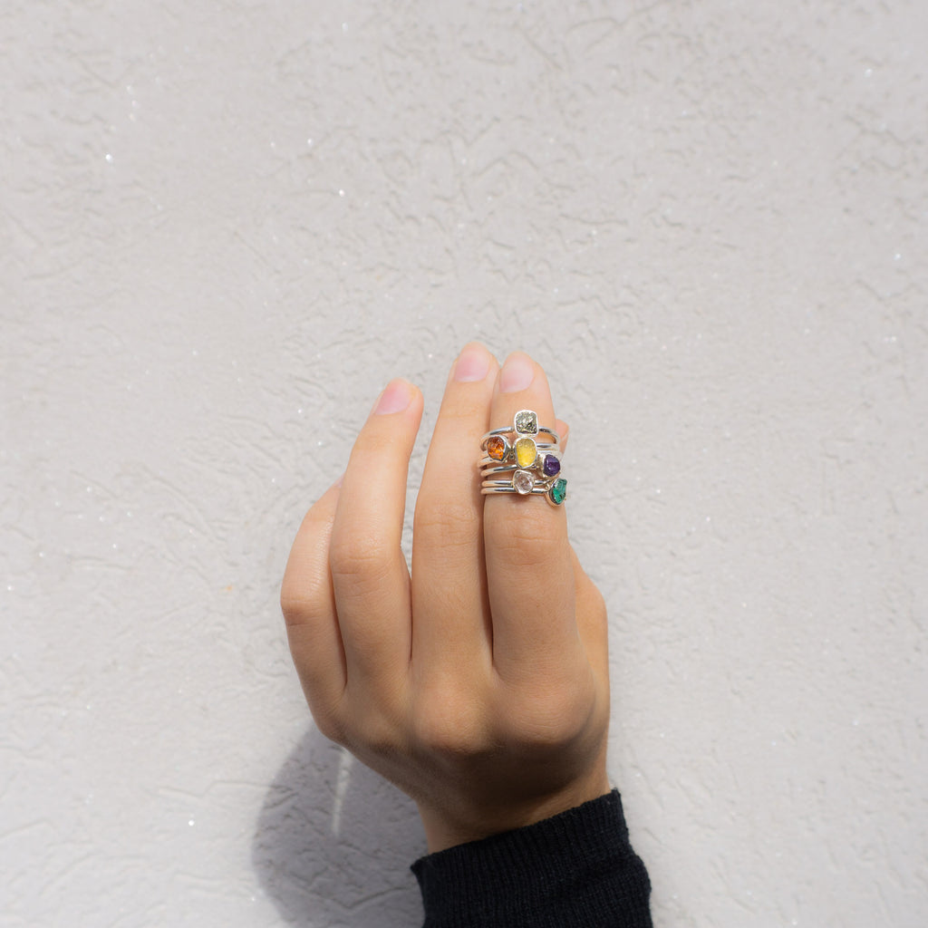 Bezel Set Rough Cut Herkimer Diamond Ring