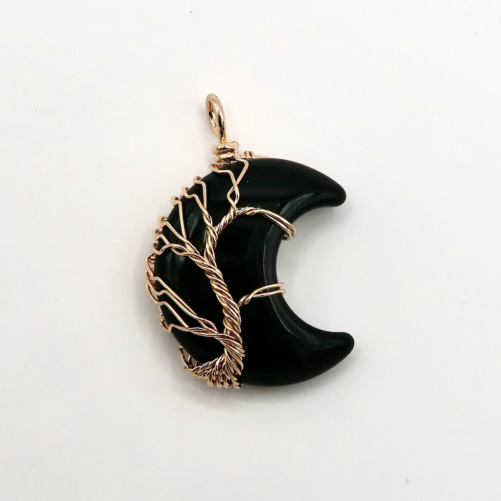Tree of Life Crescent Moon Necklace - Gold