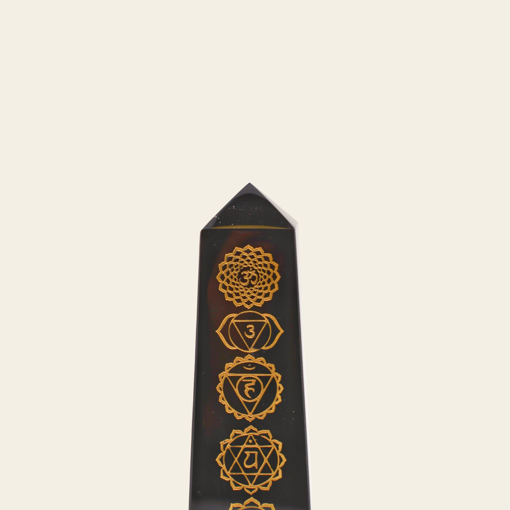 Black Obsidian Chakra Tower