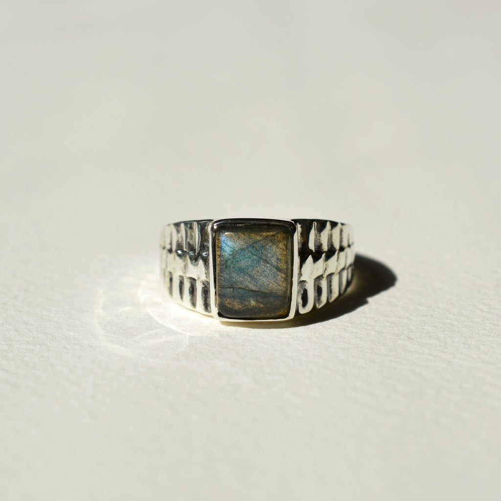 Bold Grid Signet Ring