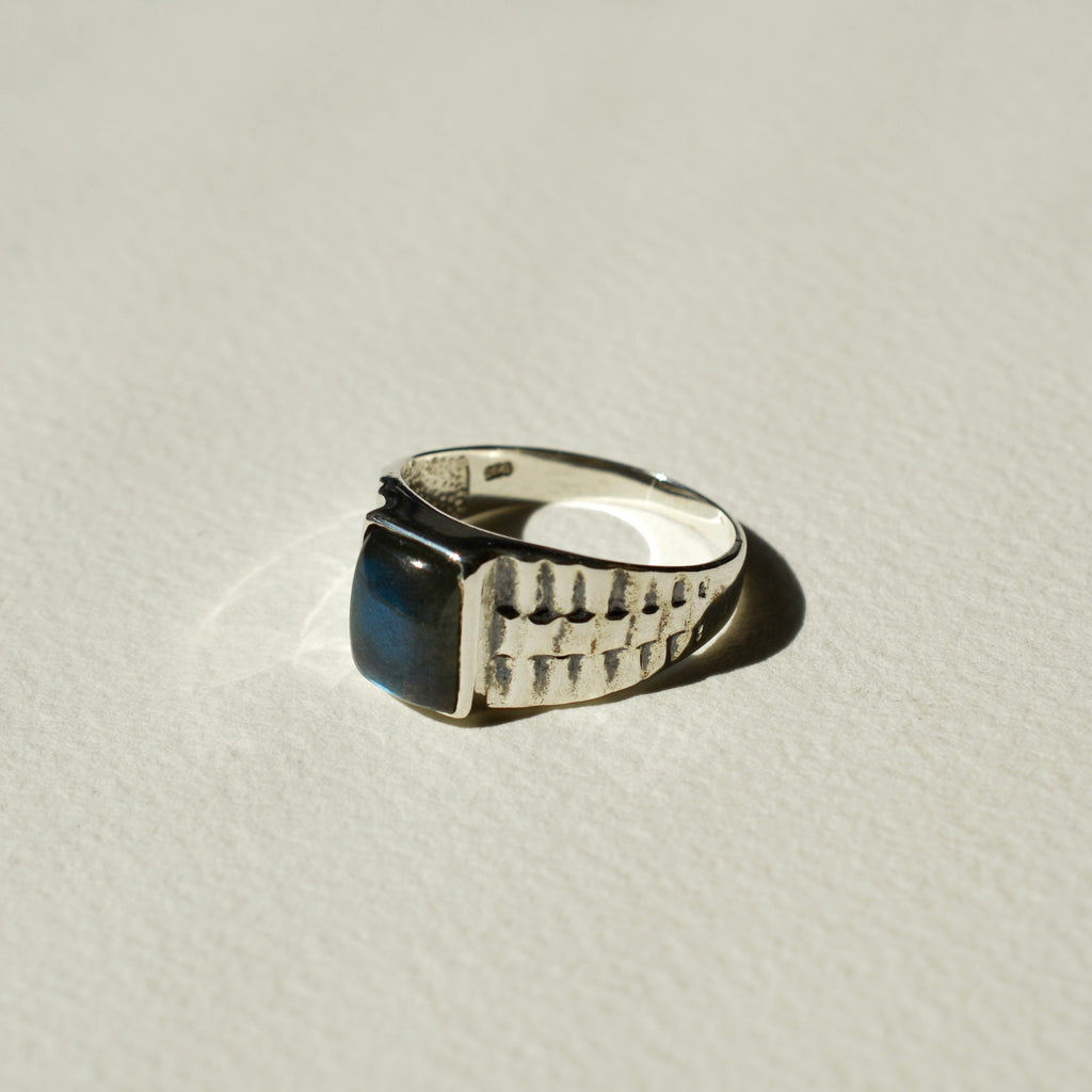 Bold Grid Signet Ring