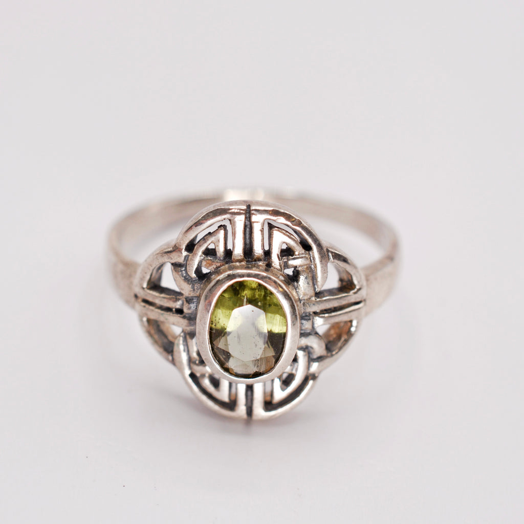 Celtic Shield Moldavite Ring