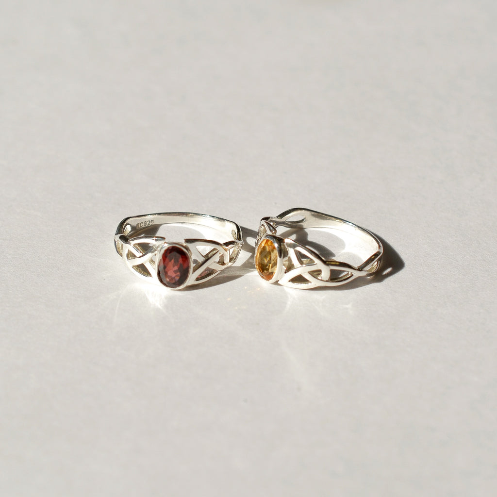 Celtic Trinity Knot Gemstone Ring