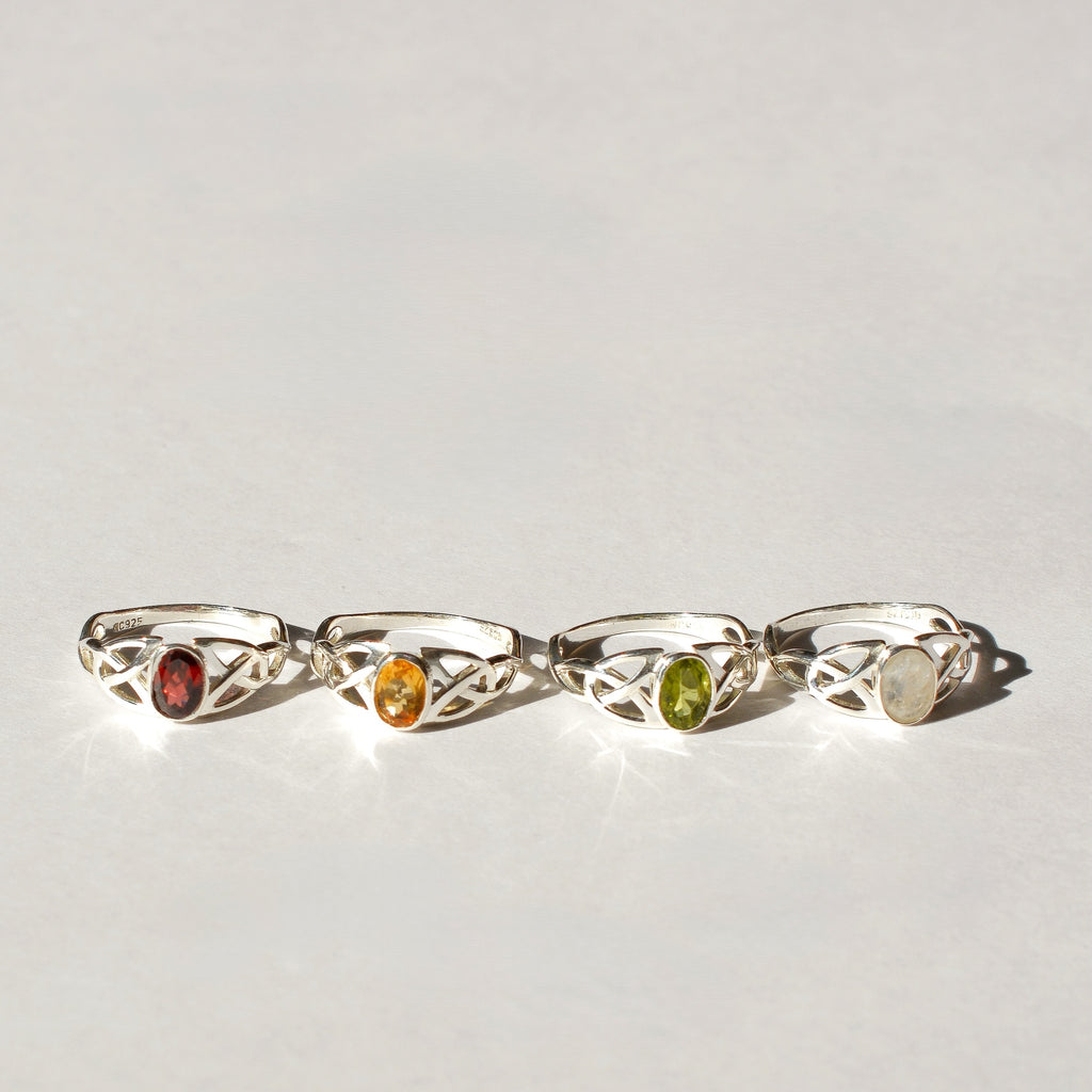 Celtic Trinity Knot Gemstone Ring