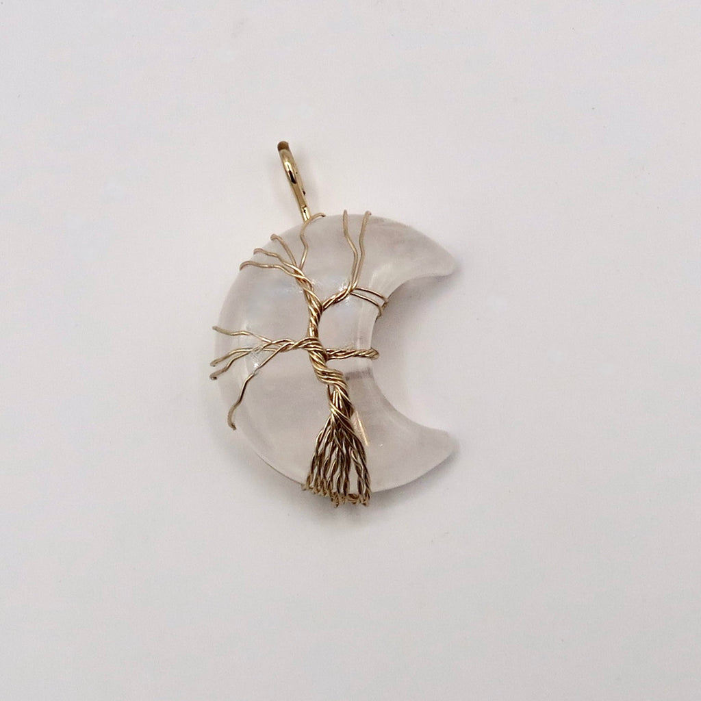 Tree of Life Crescent Moon Necklace - Gold