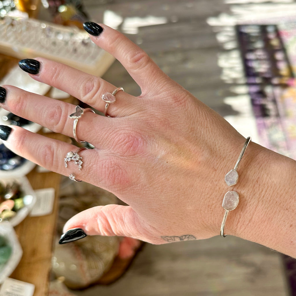 Clear Quartz Open Bangle Bracelet