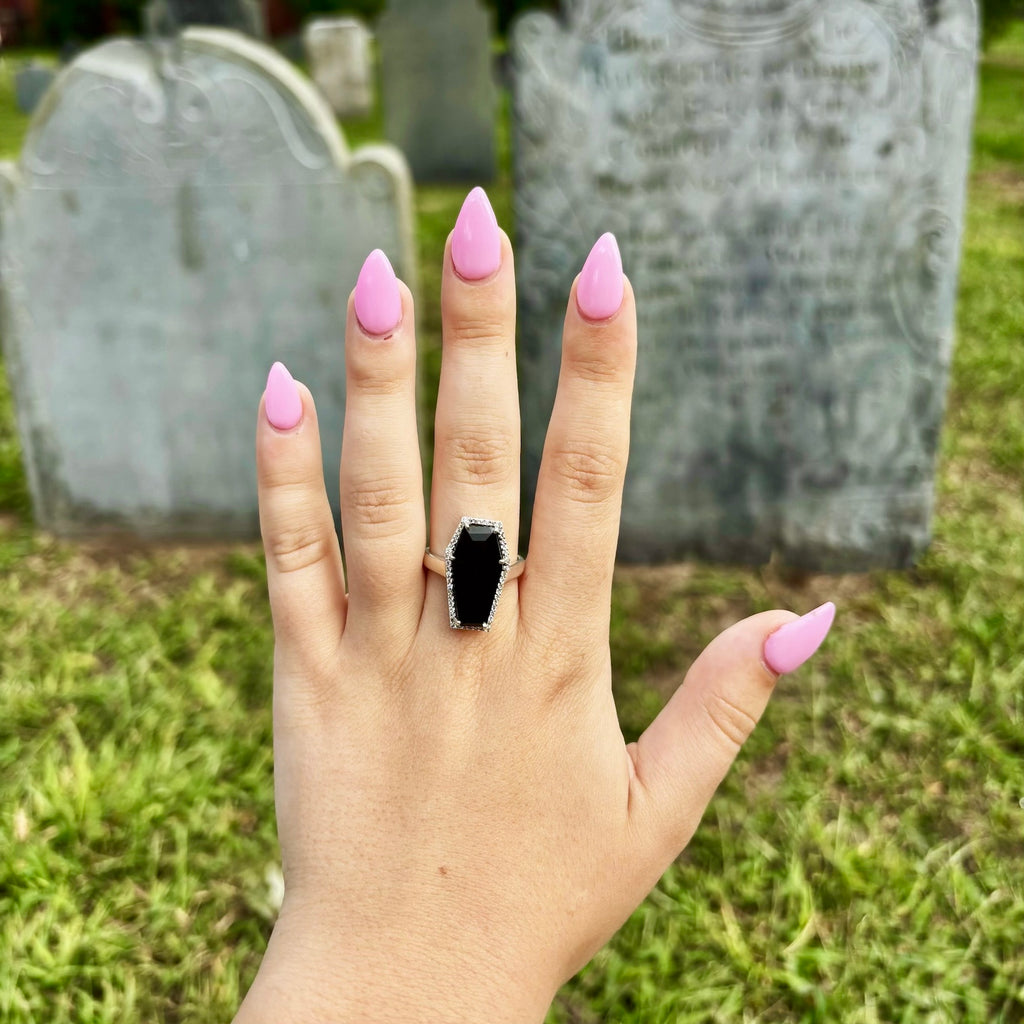 Coffin Statement Ring - Black Obsidian