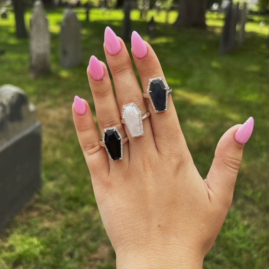 Coffin Statement Ring - Labradorite