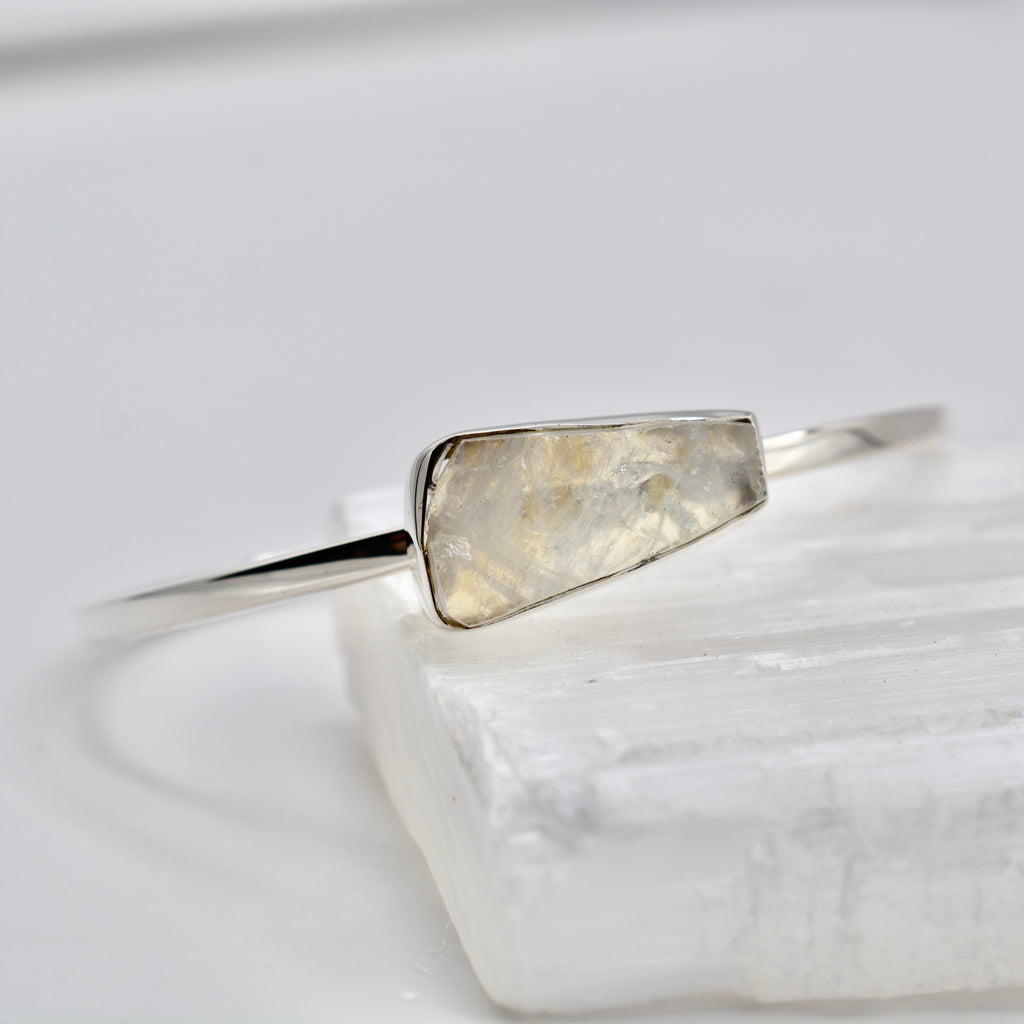 Rough Cut Moonstone Sterling Silver Cuff
