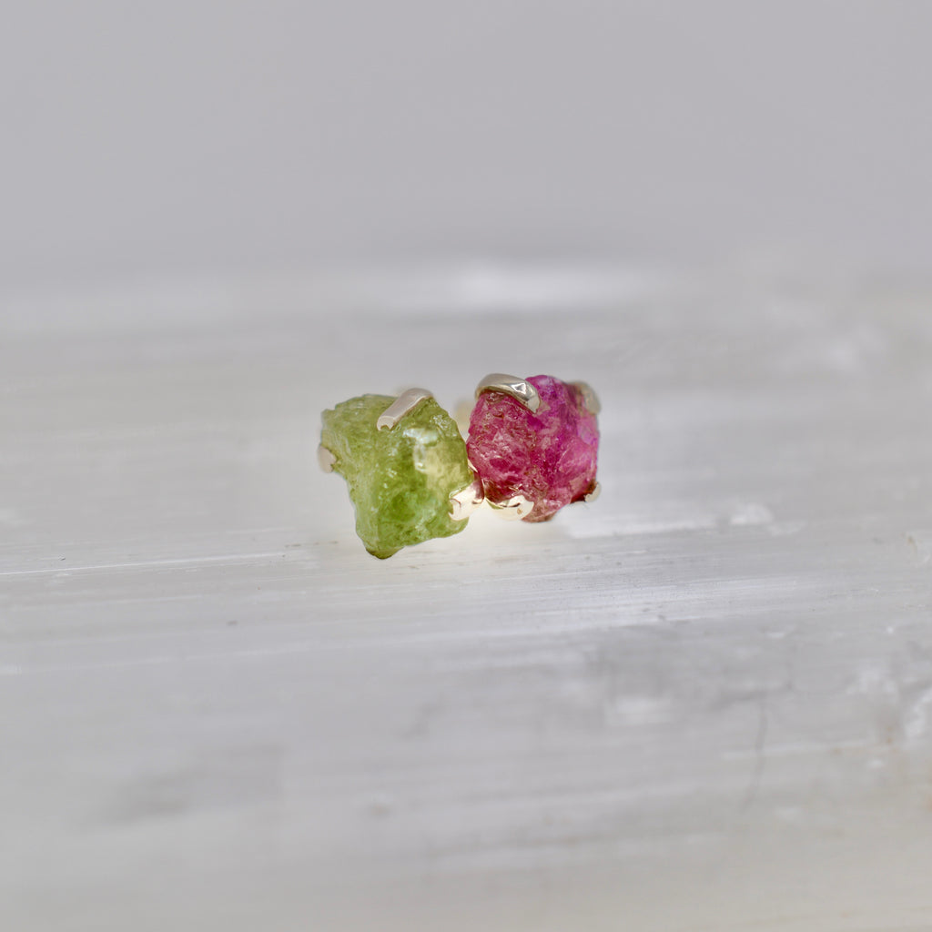 Sterling Silver Rough Cut Gemstone Studs