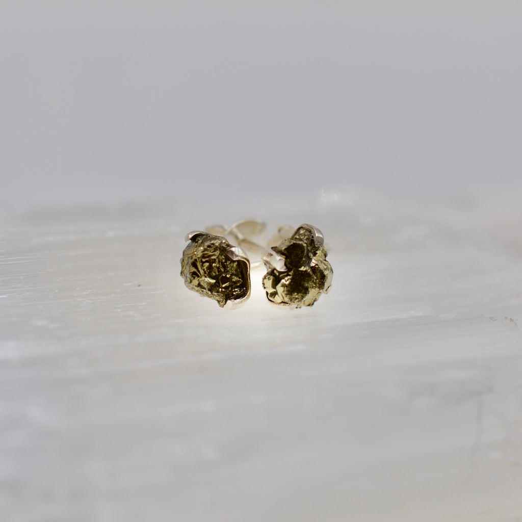 Sterling Silver Rough Cut Gemstone Studs