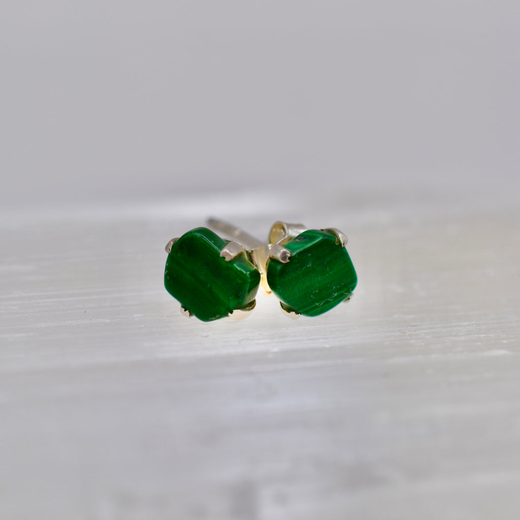Sterling Silver Rough Cut Gemstone Studs