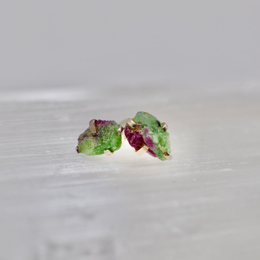 Sterling Silver Rough Cut Gemstone Studs