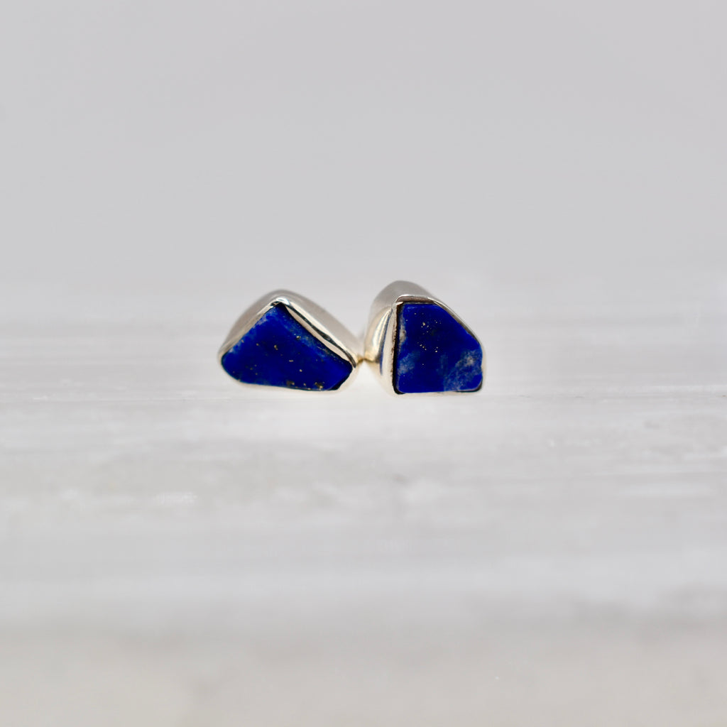 Bezel Set Rough Cut Gemstone Studs