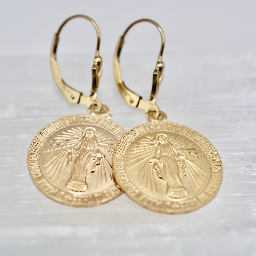 Mother Mary Pendant Earrings