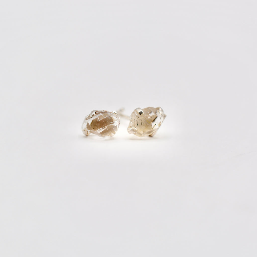 Sterling Silver Rough Cut Gemstone Studs