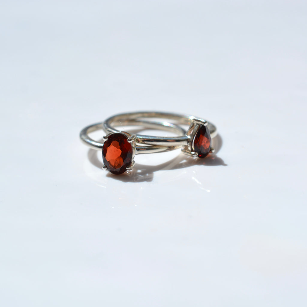 Faceted Red Garnet Ring