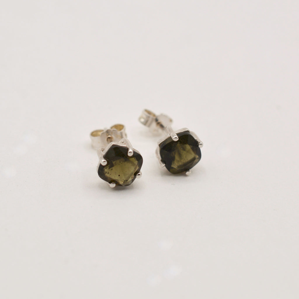 Divine Shift Moldavite Stud Earrings