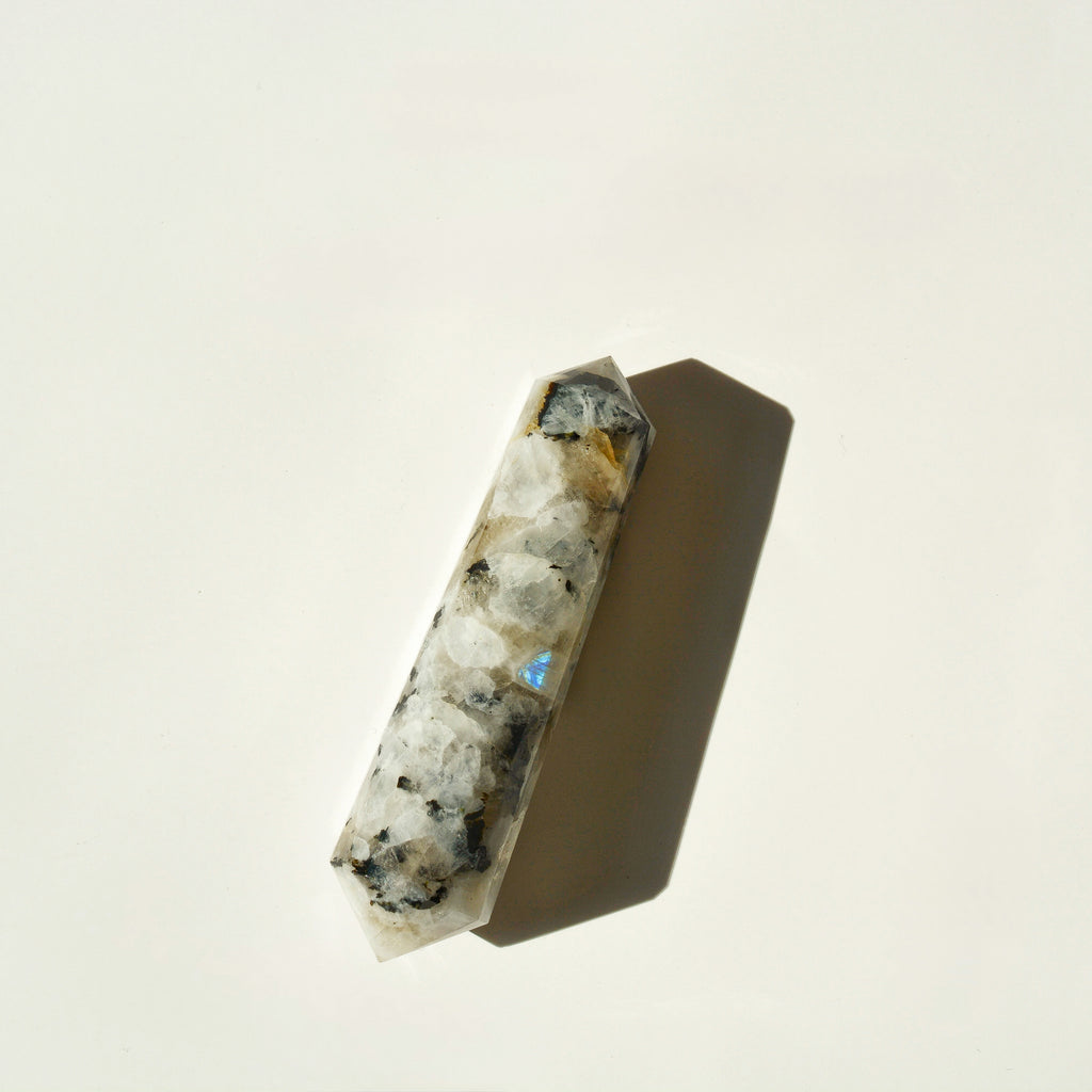 Double Terminated Rainbow Moonstone Wand