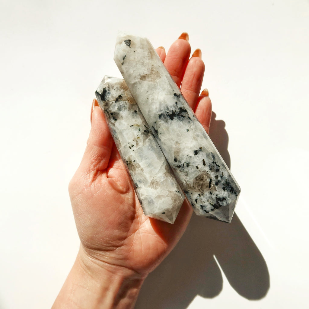 Double Terminated Rainbow Moonstone Wand