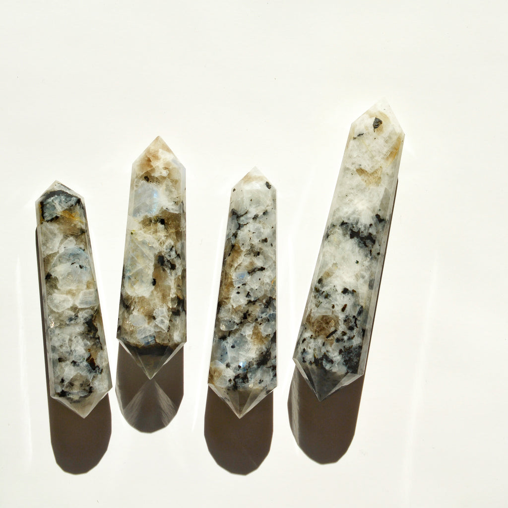 Double Terminated Rainbow Moonstone Wand